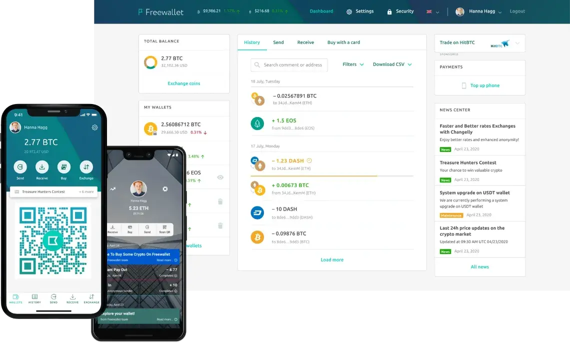 Freewallet  Multi-currency Online Crypto Wallet for BTC, ETH, XMR and more